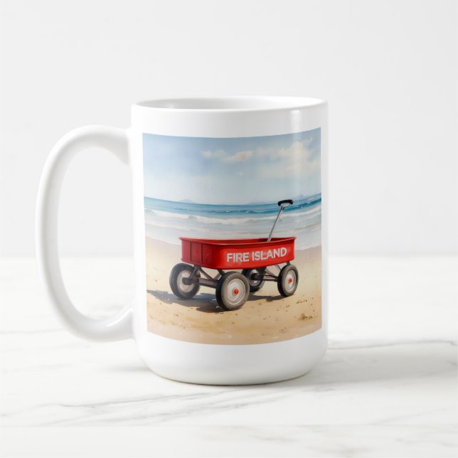 Fire Island röd kärra sandstrand LI New York  Kaffemugg (Vänster)