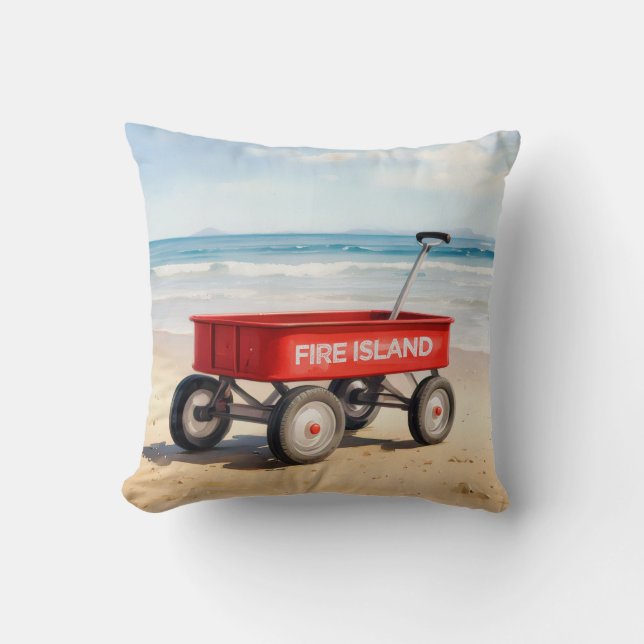 Fire Island röd kärra sandstrand LI New York  Kudde (Framsida)