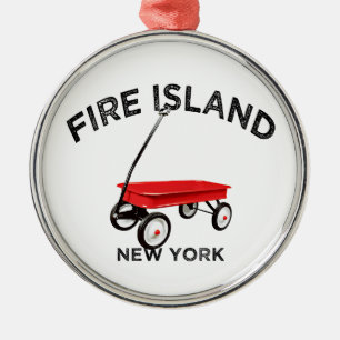 Fire Island stor version Röd Vagn Long Island NY Julgransprydnad Metall