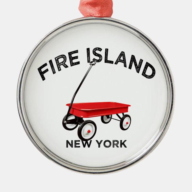 Fire Island stor version Röd Vagn Long Island NY Julgransprydnad Metall (Framsidan)