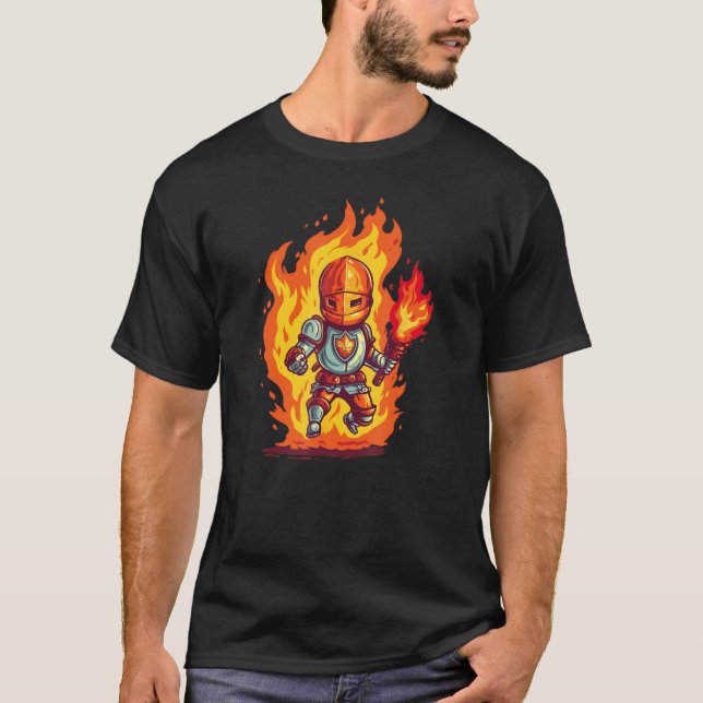Fire Knight for Armor Flames and medival Kids T Shirt (Framsida)