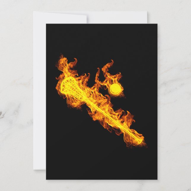 Fire Lacrosse Stick och Boll Lacrosse Player Inbjudningar (Framsida)