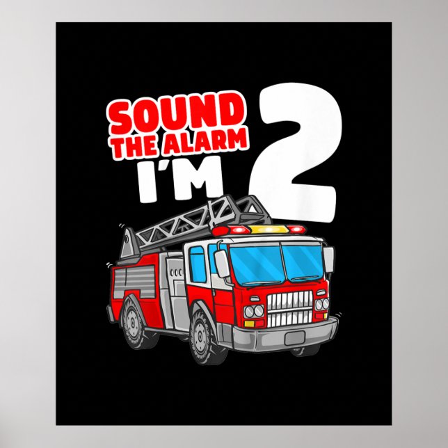 Fire Lastbil 2-årig brandman 2:a födelsedagen Poster (Framsidan)