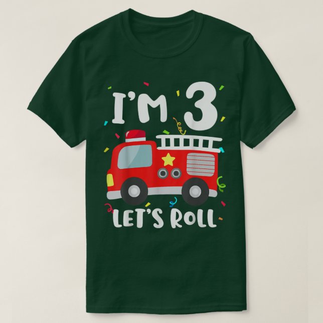 Fire Lastbil 3:e födelsedagen Småbarn Boy Firefigh T Shirt (Design framsida)