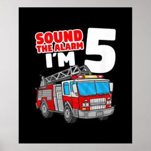 Fire Lastbil 5-åriga brandman 5:e födelsedagen Poster