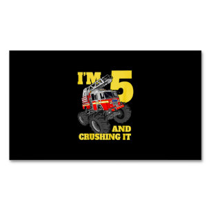 Fire Lastbil 5:e födelsedag Boy 5 Firefighter Gift Magnetiska Visitkort