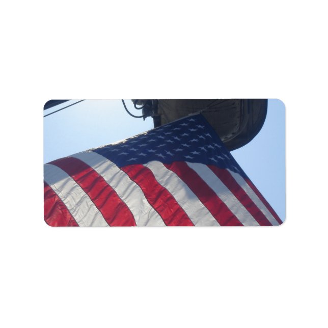 Fire Lastbil American Flagga Aerial Torn Adressetikett (Framsidan)