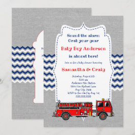 Fire Lastbil Baby Baby Shower Inbjudan, rum på bak Inbjudningar