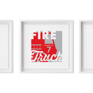 Fire Lastbil   Barnens Nursery Art i Fordon-serien Poster