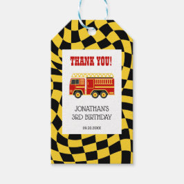 Fire Lastbil Black Gult - 3:e födelsedagen Presentetikett