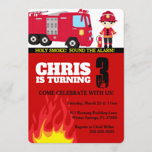 Fire Lastbil Boy Birthday-inbjudan Inbjudningar