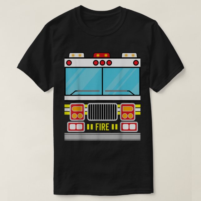 Fire Lastbil Costume Simple Easy Halloween Group C T Shirt (Design framsida)