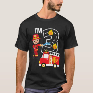 Fire Lastbil Fireman 3 år gammal imma 3:e födelsed T Shirt