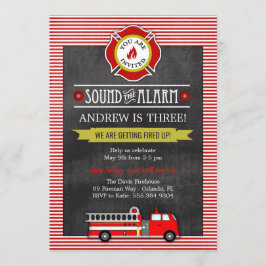 Fire Lastbil Födelsedagsfest Inbjudningar