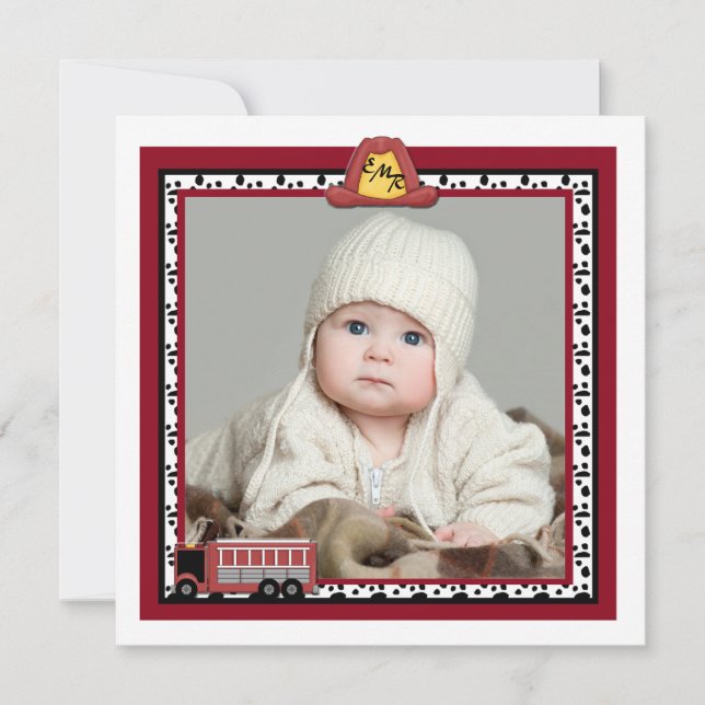 Fire Lastbil - Fotofödelsemeddelande Meddelande (Framsida)