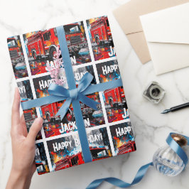 Fire Lastbil i City Presentpapper