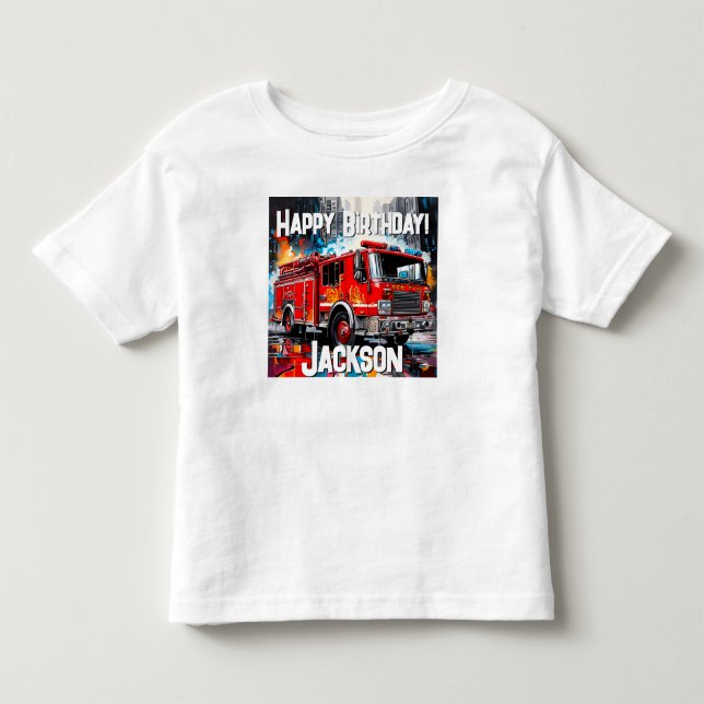 Fire Lastbil i City T Shirt (Framsida)