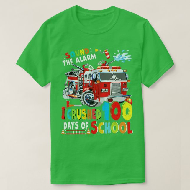 Fire Lastbil I krossade 100-dagarsslinga i skolan T Shirt (Design framsida)