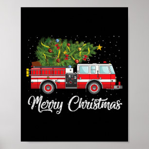 Fire Lastbil Julafton Träd Funny Firefighter Gift Poster
