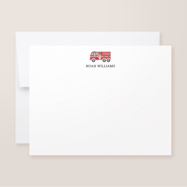 Fire Lastbil Kids Personlig Stationery Flat Anteckningskort (Skapare uppladdad)