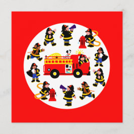 Fire Lastbil med Busy Firefighters