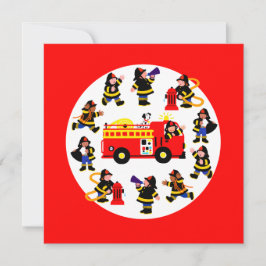 Fire Lastbil med Busy Firefighters