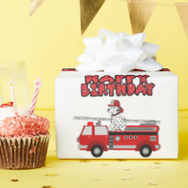 Fire Lastbil och Dalmatien Hund Grattis på födelse Presentpapper