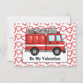 Fire Lastbil och Hearts Child's Valentine Card OSA Kort