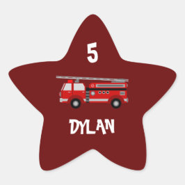 Fire lastbil Party Birthday Stjärnformat Klistermärke