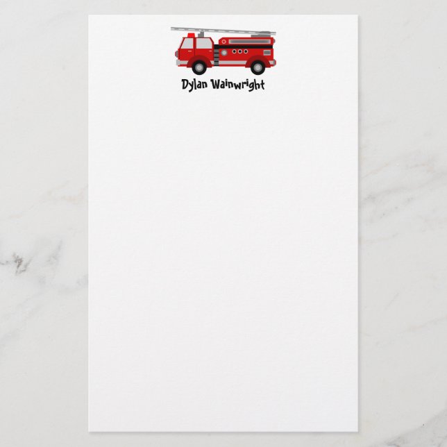 Fire Lastbil Personlig Stationery Brevpapper (Framsida)