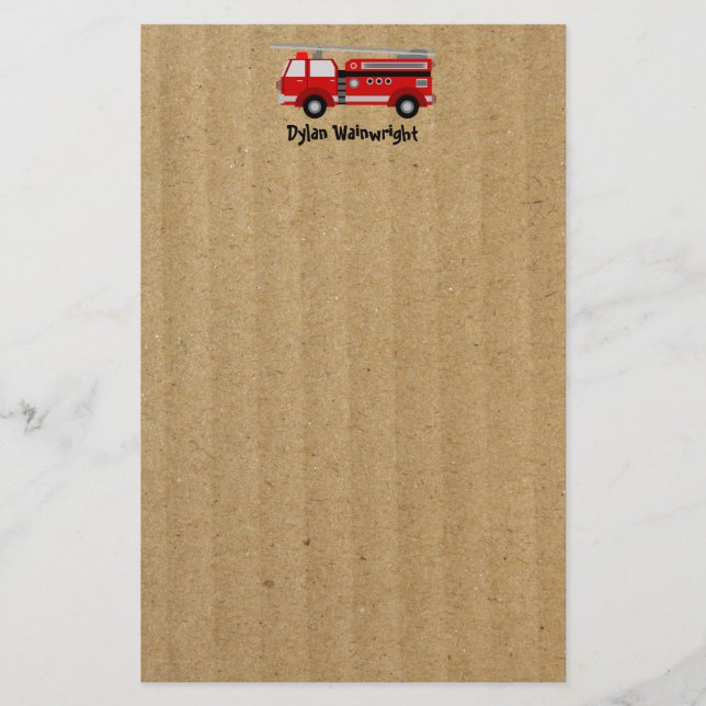 Fire Lastbil Personlig Stationery Kraft Papper (Framsida)