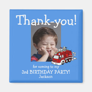 Fire Lastbil Photo Tack Birthday Magnet, Boy Magnet