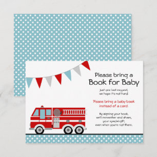 Fire Lastbil Polka Dot Baby Shower för Bok Inbjudningar