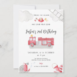 Fire lastbil ringer alla enheter på Birthday Boy Inbjudningar