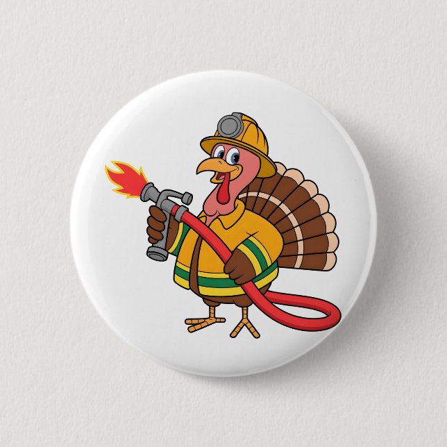 Fire lastbilar Firefighter Thanksgiving Turkiet Knapp (Framsida)
