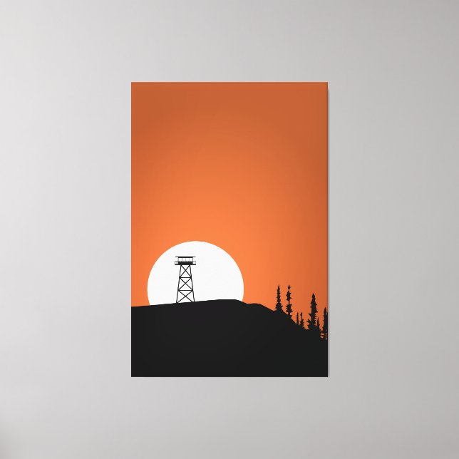 Fire Lookout Torn Sunset Canvastryck (Framsida)