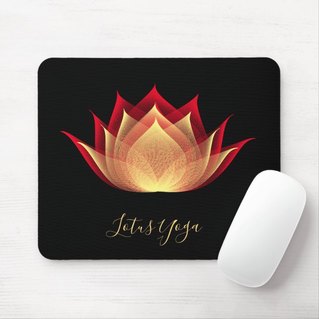 Fire Lotus Black Red Gult Flower Template Yoga Musmatta (Med mus)