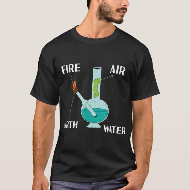 Fire Luft Earth Vatten hela Inslag i en bong T Shirt (Framsida)
