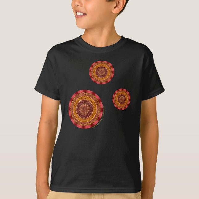 Fire Mandala Barn och Baby Mörk Shirt T-shirt (Framsida)
