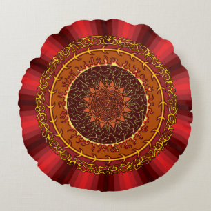 Fire Mandala Round Pillow Rund Kudde