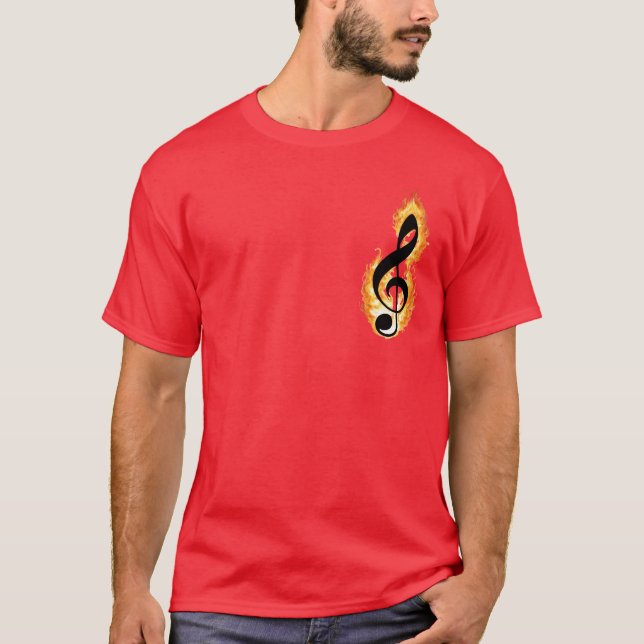 Fire Notes Coola Musical-design T Shirt (Framsida)