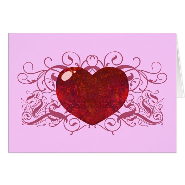 Fire Opal Heart Hälsningskort (Framsidan Horizontal)