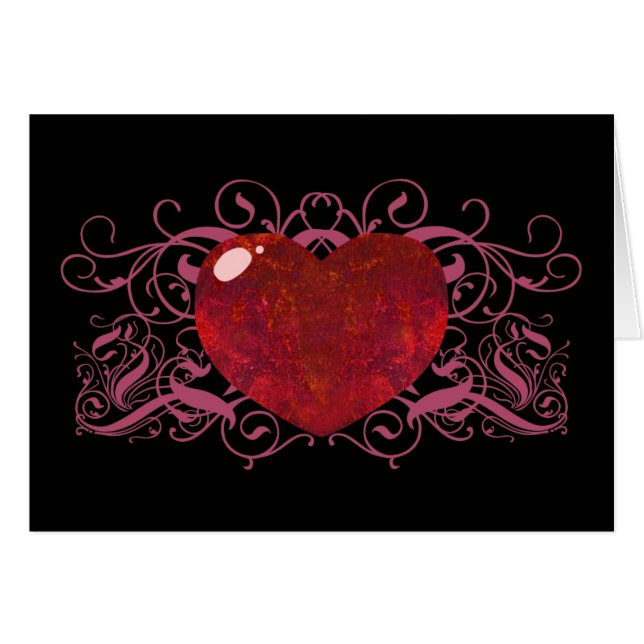 Fire Opal Heart Hälsningskort (Framsidan Horizontal)