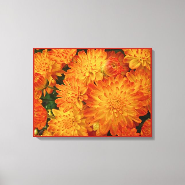 Fire Orange Chrysanthemums Canvastryck (Framsida)
