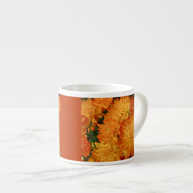 Fire Orange Chrysanthemums Espressomugg (Framsida höger)