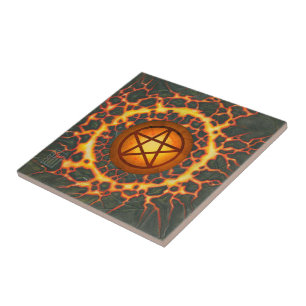 Fire Pentacle Kakelplatta