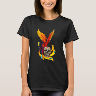 Fire Phoenix och Day of the dead Sugar Skull T Shirt
