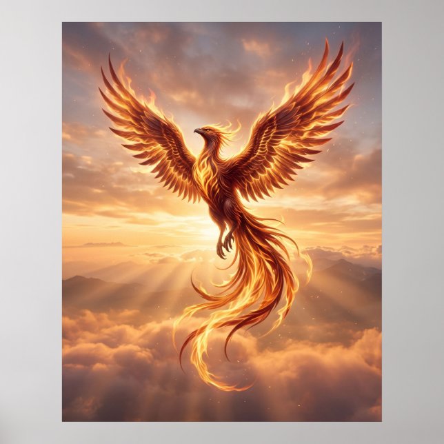 Fire Phoenix Rising Dawn Poster (Framsidan)