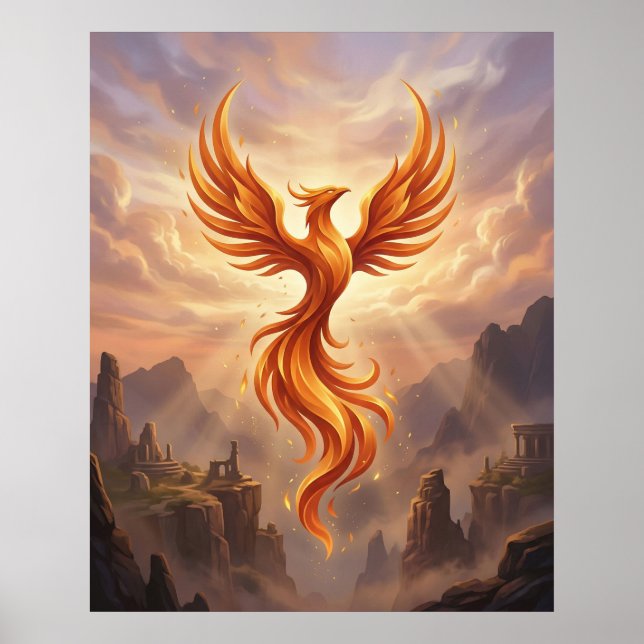 Fire Phoenix Sacred Cliffs Poster (Framsidan)