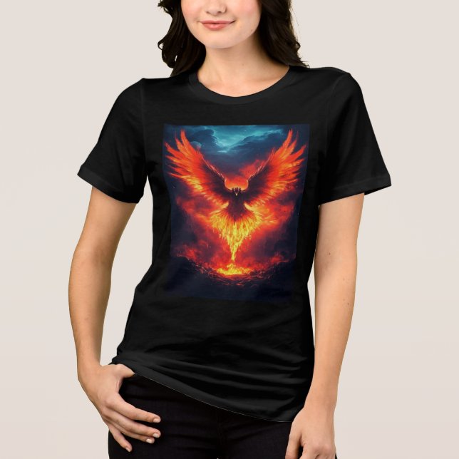 Fire Phoenix Stigning Tri-Blend Shirt T Shirt (Framsida)
